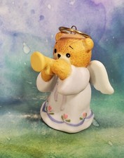 LM1 Enesco Lucy and Me Lucy Rigg Angel bear Playing Horn Christmas ornament
