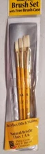 Princeton Art & Brush 3 Piece Natural Bristle Flats 2, 4, 6 Paint Brush Set Case