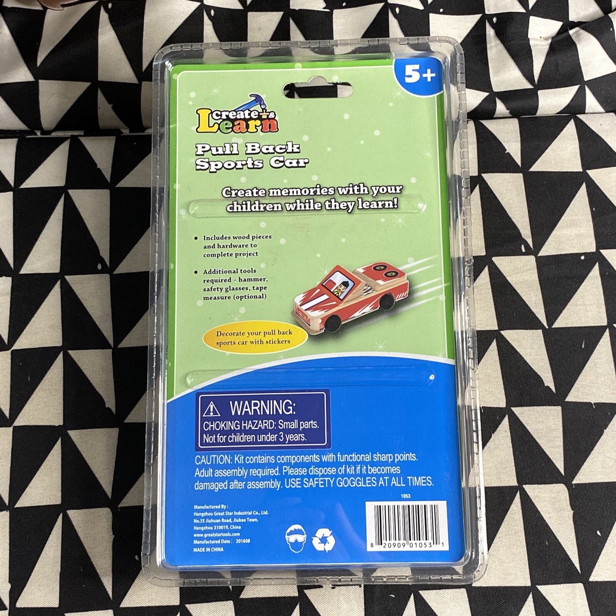 Kids Create & Learn Build A Pull Back Sports Car Children's Wood