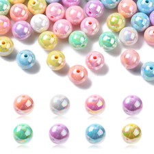 100x 16mm Acrylic Round Beads AB Color Plated Ball Loose Bead for Jewelry Making