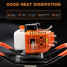 52CC Gas Powered Earth Auger Post Hole Digger Borer Ground Fence Drill w/3 Bits
