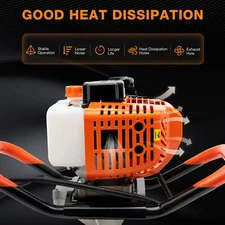 52CC Gas Powered Earth Auger Post Hole Digger Borer Ground Fence Drill w/3 Bits