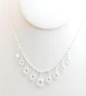 Sterling & CZ Graduated Checkerboard Tear Drop Draped Necklace Lord & Taylor NWT
