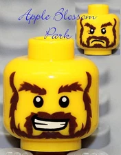 NEW Lego Pirate MINIFIG HEAD Kingdoms Castle Knight King w/Brown Beard Moustache