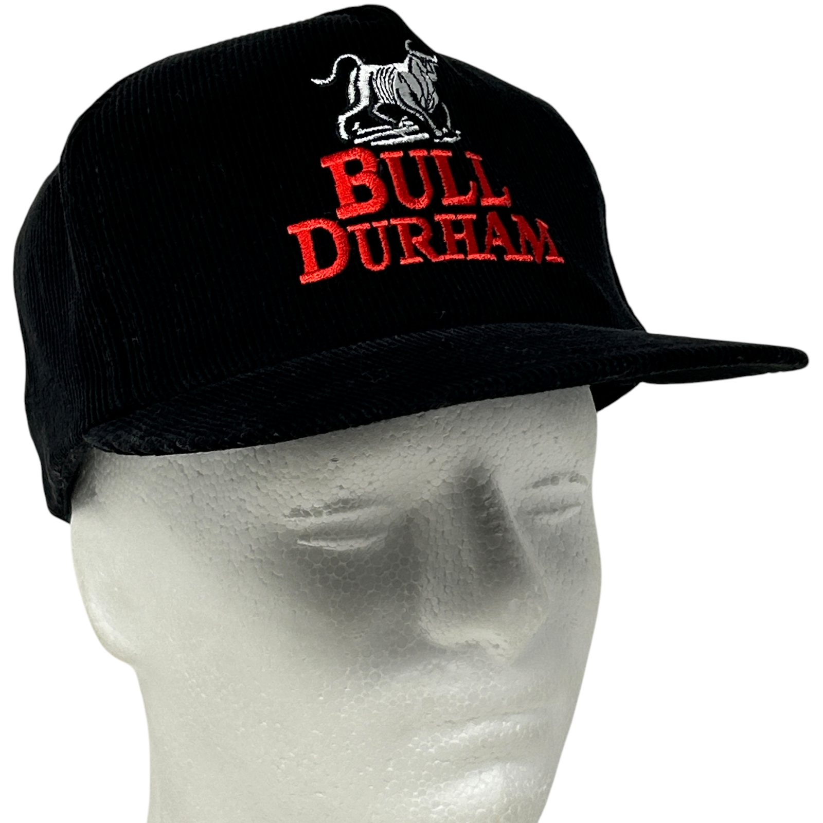 Vintage Bull Durham Smoking Tobacco Baseball Cap Hat 80s Corduroy Snapback Black