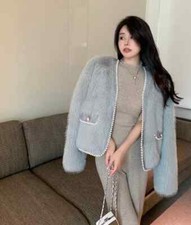 Giacca Donna Cappotto Pelliccia Ecologica Sintetica Morbida Grigio 43603