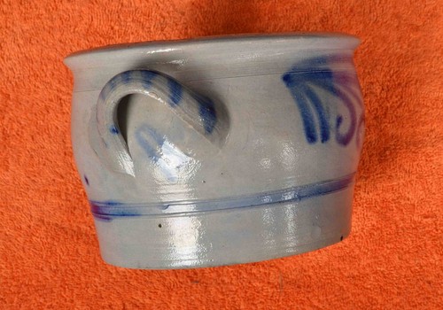 Vintage Deutscher Tontopf Blau Altbayrisch Einlegetopf Tontopf Gurkentopf Bayrisch - Bild 11 von 12