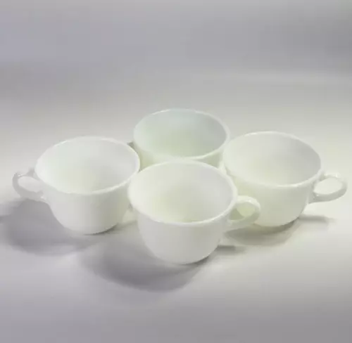 Vintage PYREX Corning USA Plain White Milk Glass Coffee Tea Cups Set Bundle Lot