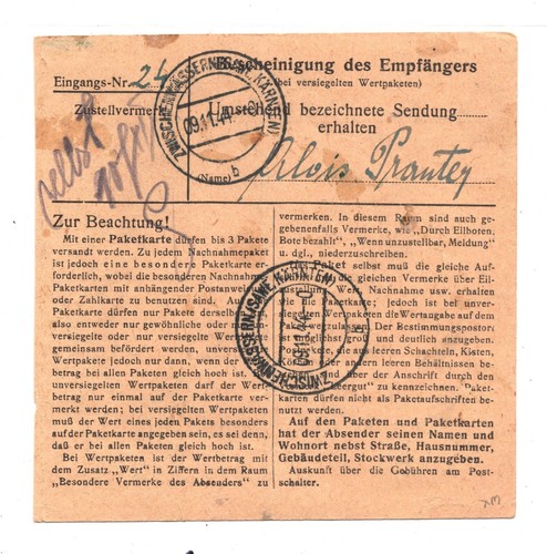 SLOVENIA WW2 GERMANY OCCUPATION Parcel Post Card LAAK.a.D.ZAIER Registered MA725 - Picture 10 of 14