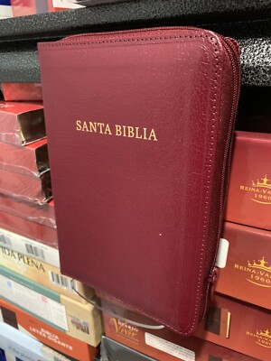  Biblia Compacta REINA VALERA 1960 con Referencias, Rojizo Piel Fabricada CIERRE