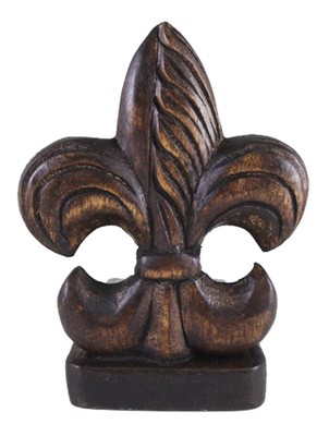 Elegant Hand Carved Fleur de Lis Wooden Door Stop