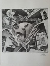 Lithographie de collection signée M. C. Escher - relativité