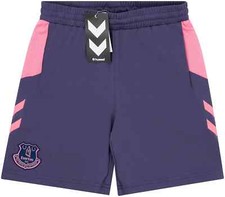 Everton FC Football Shorts Kids All Sizes Away Kit Hummel Blue/pink