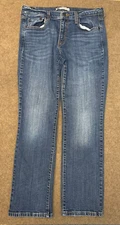 Levis 505 Jeans Womens 30x30 Mid Rise Straight Leg Y2K Whiskered Blue Denim