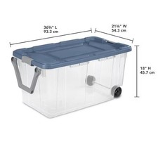 Sterilite Extra-Large Wheeled Rugged Storage Bin, 160 Quart Durable 2 Pack