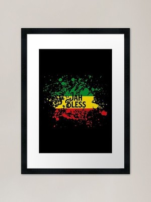 Gerahmtes gerahmtes Wandbild Jah Bless Rasta Flagge Splash Poster Leinwanddruck Bild