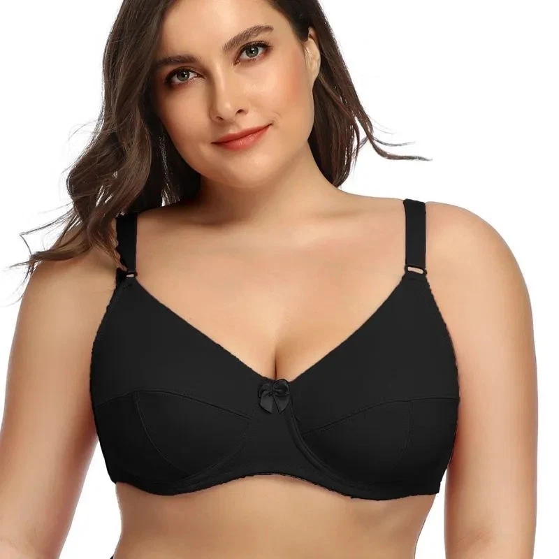 Sutiã feminino liso tamanho grande com aro não acolchoado Bralette C D E F copo lingerie - Imagem 2 de 4