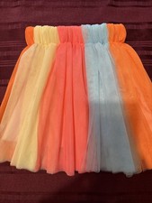 Girls Sz Small Colorful Pastel Rainbow Colors Pull On Lined Full Tutu Mesh Skirt