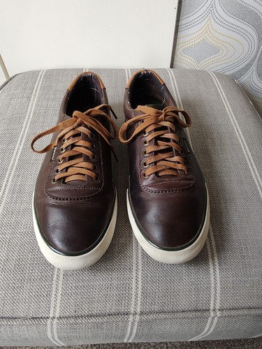 Barbour Brown Leather Country Shoes / Trainers Mens Size Uk 8, Logo On Bottom. - Picture 16 of 21