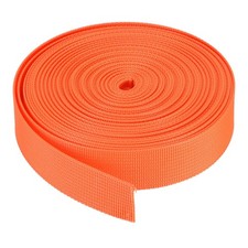 Flat Nylon Webbing Strap 1 Inch 10 Yards Neon Orange for Backpack, Luggage-rack