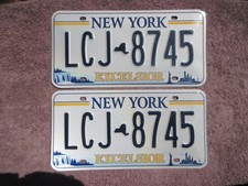 New York License Plate Pair Liberty Excelsior 2021 Set Over 3 Years Old LCJ 8745