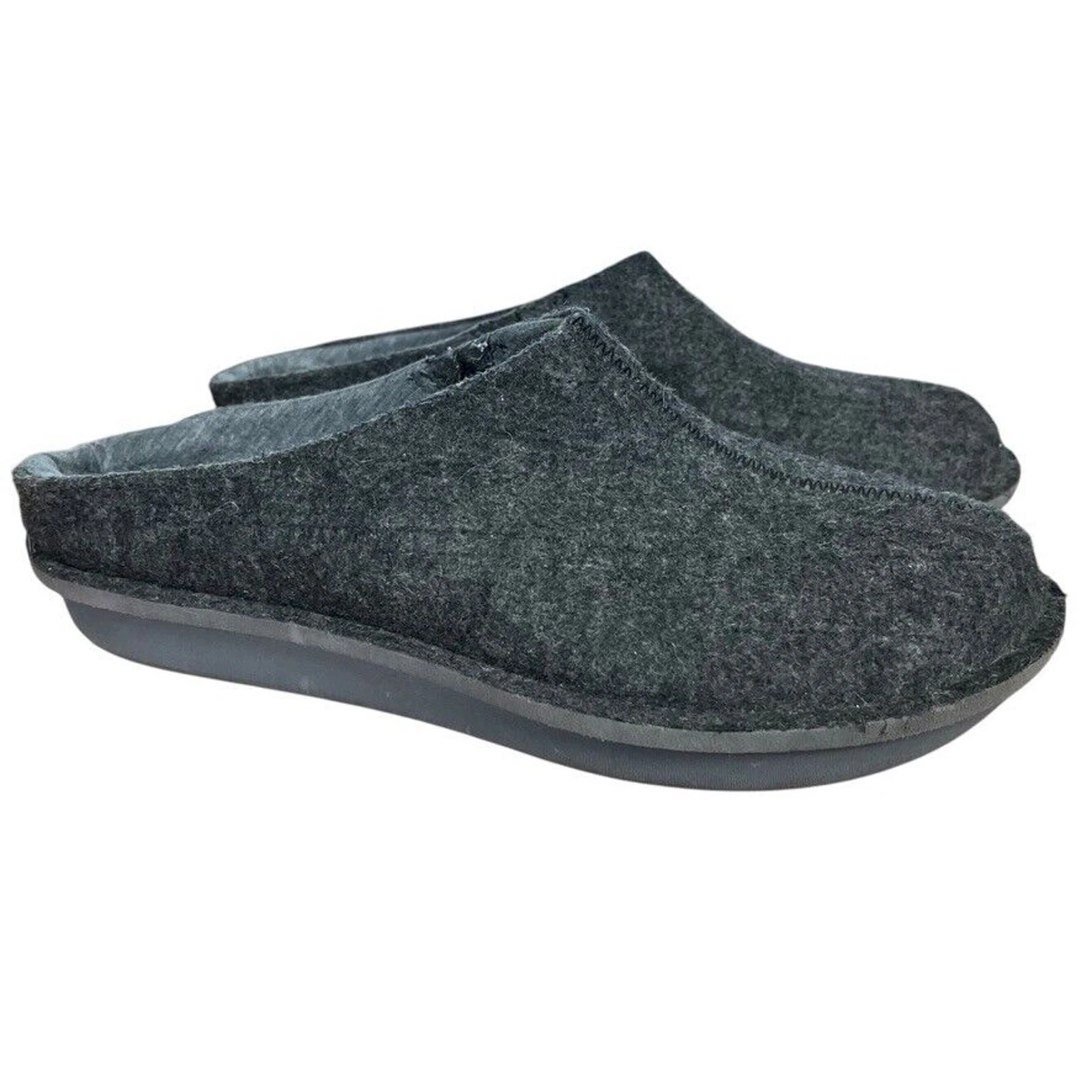 Mocassini Clarks Cloudsteppers donna feltro grigio slip on mules scarpe casual taglia 10