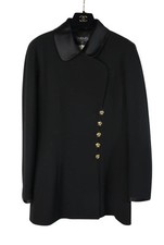 Vintage Chanel Black Camellia Button Dress Suit
