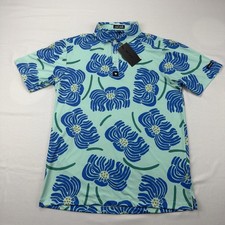 New Bad Birdie Golf Shirt Mens Size Medium Floral Print Polo Troon North GC