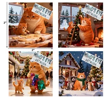 Christmas Magnet Orange Cat Holiday Kitten Stocking Stuffer Unique Cute Prints