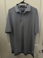 RLX Polo Ralph Lauren Blue White Striped Short Sleeve Wicking Shirt Large 110
