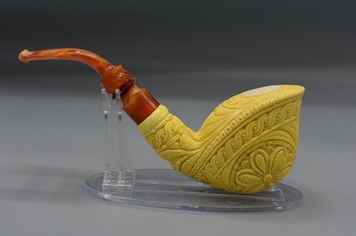 Erdogan Ege Ornate Cobra PIPE BLOCK MEERSCHAUM NEW Handmade W Case#156