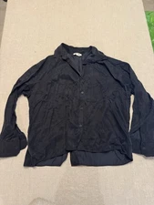 Djerf Avenue Breezy Button Down Shirt Long Sleeve Black Cupro S Oversized