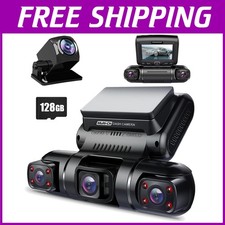 360 Degree 4CH Dash Cam, Front Rear Inside, Built-in GPS
