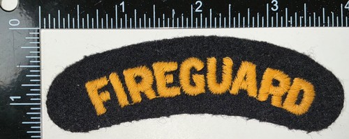 WWII British Civil Defense Fireguard Shoulder Patch Title Sign Flash Formation