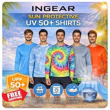 INGEAR Men's UPF 50 Long Sleeve Sun Shirt, Quick-Dry Rash Guard
