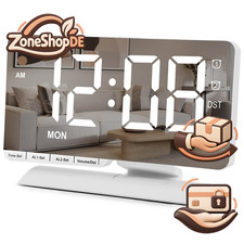 Digitaluhr,Wecker für den Nachttisch,7,3"Großes LED Spiegeldisplay mit …
