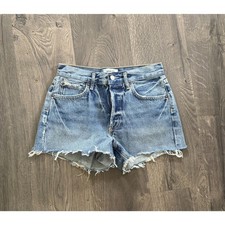 AGOLDE Parker Shorts Cotton Denim Distressed Blue High-Rise Waist Jean Short 24