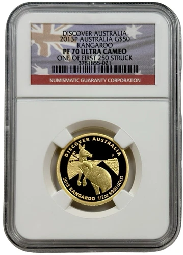 2013 Discover Australia Fauna - Kangaroo $50 Proof Gold 1/2 oz Coin NGC PF 70 UC