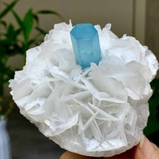 309g  Rare!! Natural Beautiful Aquamarine With Mica Crystal Specimen Rough