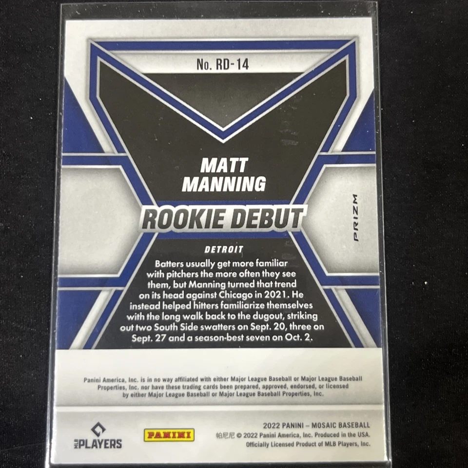 2022 Panini Mosaic - Rookie Debut Matt Manning #RD-14 Mosaic Prizm (RC) - Image 2 of 2