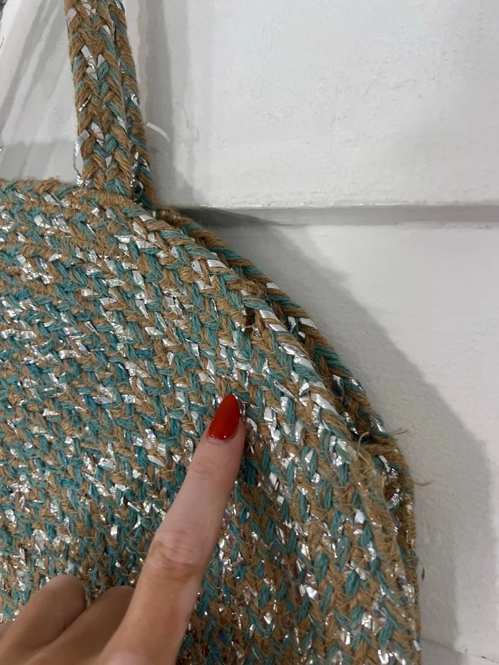 Bolsa de palha Z&L Anthropology círculo praia casual tecido circular Y215A pré-propriedade - Imagem 3 de 4