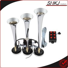 3 Trumpet Musical Car Truck Horn 12v 6 Tune Train Air Horn Kit With Wire Remote