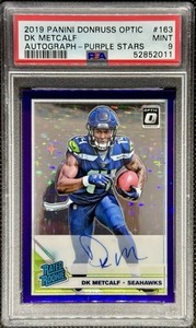 2019 Donruss Optic DK METCALF Purple Stars FOTL Auto Rated Rookie  🔥#1/50 PSA 9