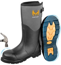 Hunthor Steel Toe Rubber Work Boots, Puncture-Proof Steel Shank