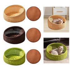 Woven Cat Bed Basket Semi Enclosed Cat Nest Furniture Protection Grinding Claws