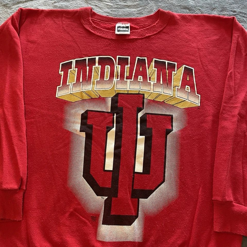 VTG 90s Indiana University Sweatshirt Mens XL Red Pullover Hoosiers 80s USA Made - Image 2 of 4