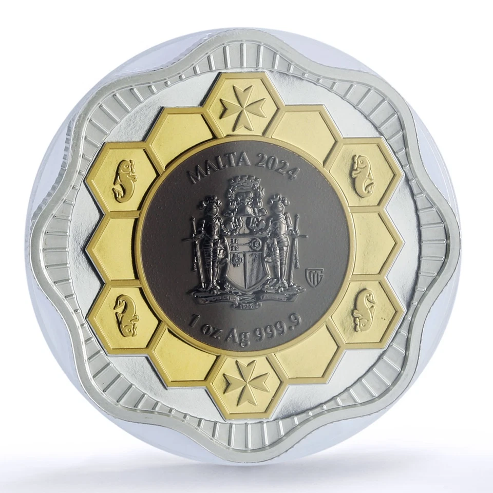 Malta 5 euro Maltese Bee Nature Wildlife Fauna Gilt MS 68 PCGS silver coin 2024 - Image 2 of 4