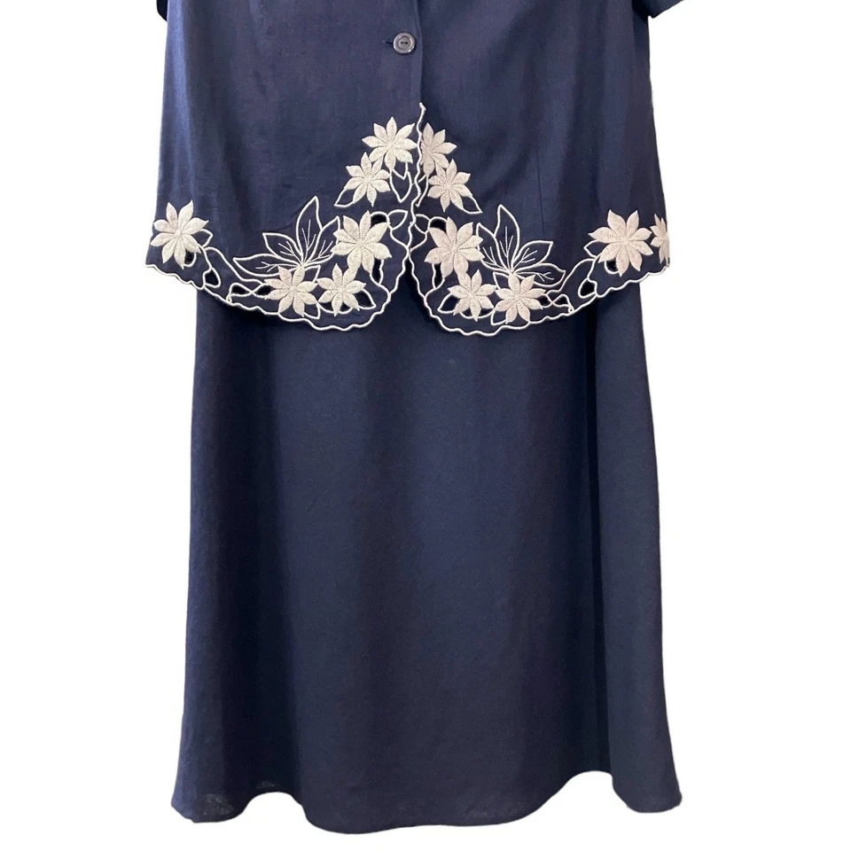 Sheri Martin NY Mujer Azul Marino con Bordado Conjunto de Chaqueta/Vestido de 2 Piezas | Talla 18W Foto 4 de 4