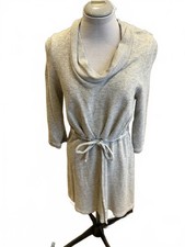 Gray Anthropologie Cozy Knit Dress with Belt and Cowl Neck