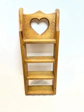 Country Wood Wall Curio Shelf Spice Rack Heart Eyelet Primitive 16.75 x 6.75